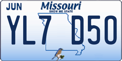 MO license plate YL7D5O
