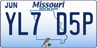 MO license plate YL7D5P