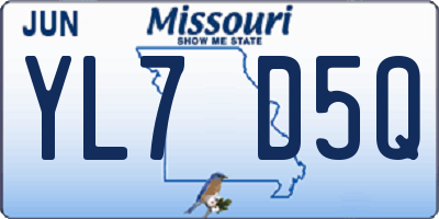 MO license plate YL7D5Q