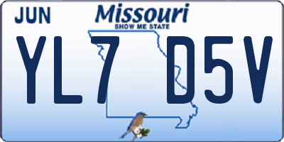 MO license plate YL7D5V