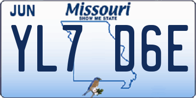 MO license plate YL7D6E