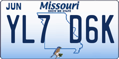MO license plate YL7D6K