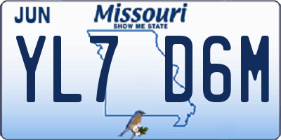 MO license plate YL7D6M