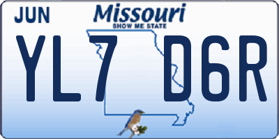 MO license plate YL7D6R