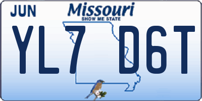 MO license plate YL7D6T