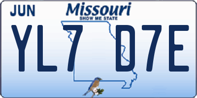 MO license plate YL7D7E