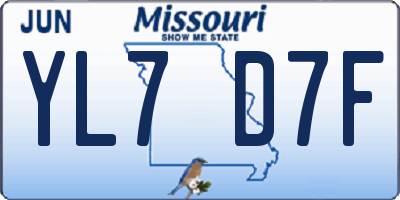 MO license plate YL7D7F