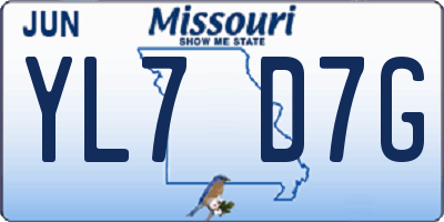 MO license plate YL7D7G