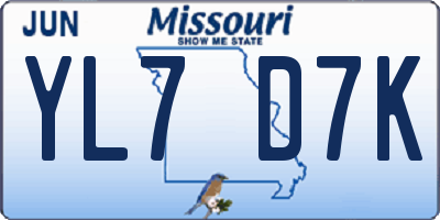 MO license plate YL7D7K
