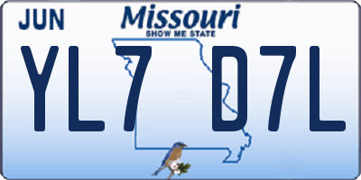 MO license plate YL7D7L