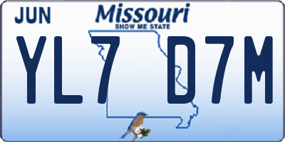 MO license plate YL7D7M