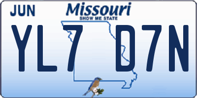 MO license plate YL7D7N