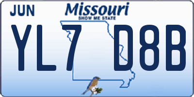 MO license plate YL7D8B