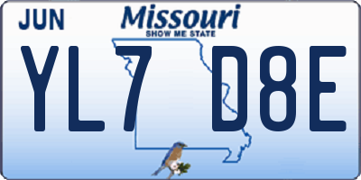 MO license plate YL7D8E