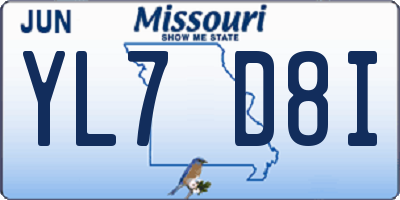 MO license plate YL7D8I