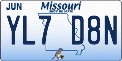 MO license plate YL7D8N