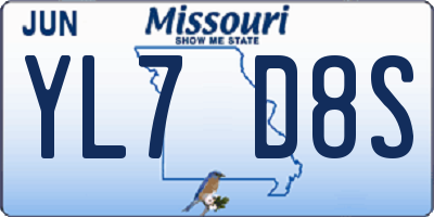 MO license plate YL7D8S