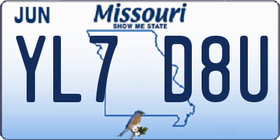 MO license plate YL7D8U