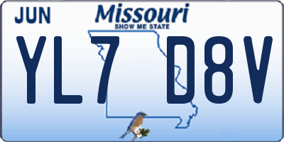 MO license plate YL7D8V