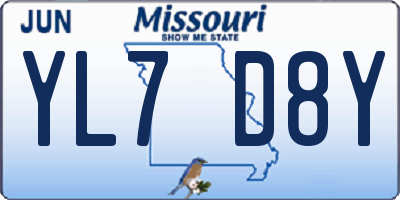 MO license plate YL7D8Y