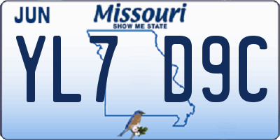 MO license plate YL7D9C