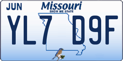 MO license plate YL7D9F