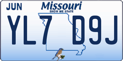 MO license plate YL7D9J