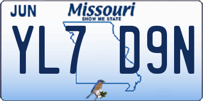 MO license plate YL7D9N