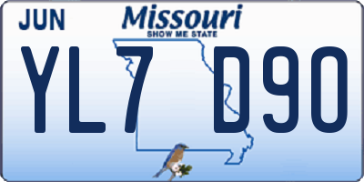 MO license plate YL7D9O