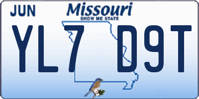 MO license plate YL7D9T