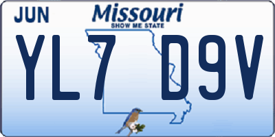 MO license plate YL7D9V