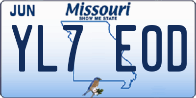 MO license plate YL7E0D