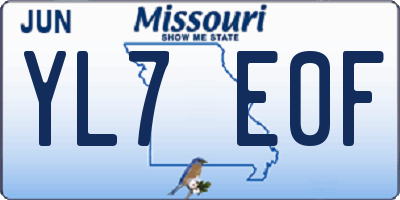 MO license plate YL7E0F
