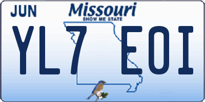 MO license plate YL7E0I