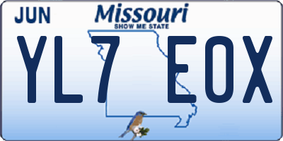 MO license plate YL7E0X