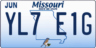 MO license plate YL7E1G