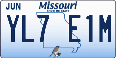MO license plate YL7E1M