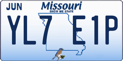 MO license plate YL7E1P