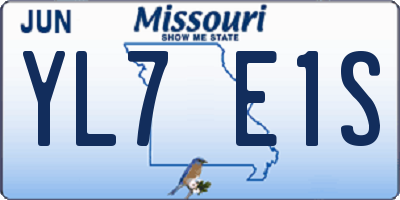 MO license plate YL7E1S