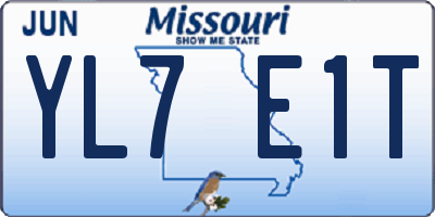 MO license plate YL7E1T