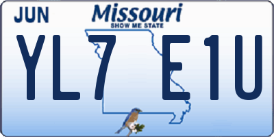 MO license plate YL7E1U