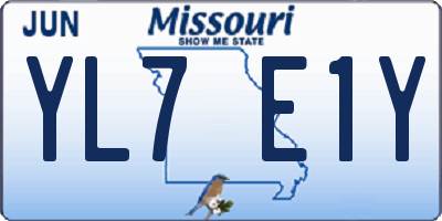 MO license plate YL7E1Y
