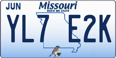 MO license plate YL7E2K