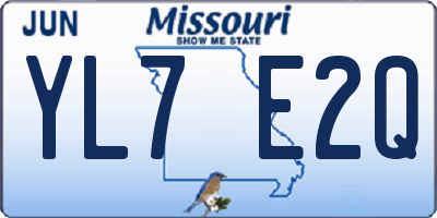 MO license plate YL7E2Q