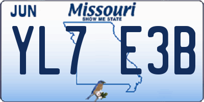 MO license plate YL7E3B
