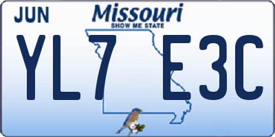 MO license plate YL7E3C