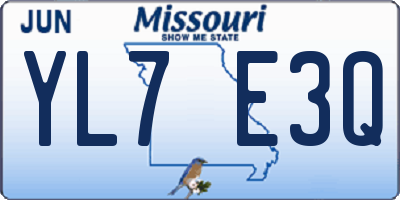 MO license plate YL7E3Q
