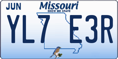 MO license plate YL7E3R