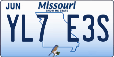 MO license plate YL7E3S