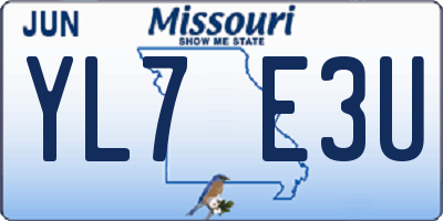 MO license plate YL7E3U